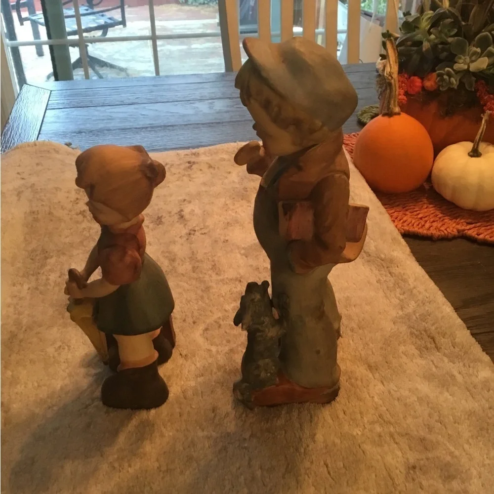 Charming Vintage Figurine Set - Boy and Girl with Dog Japanese Vintage